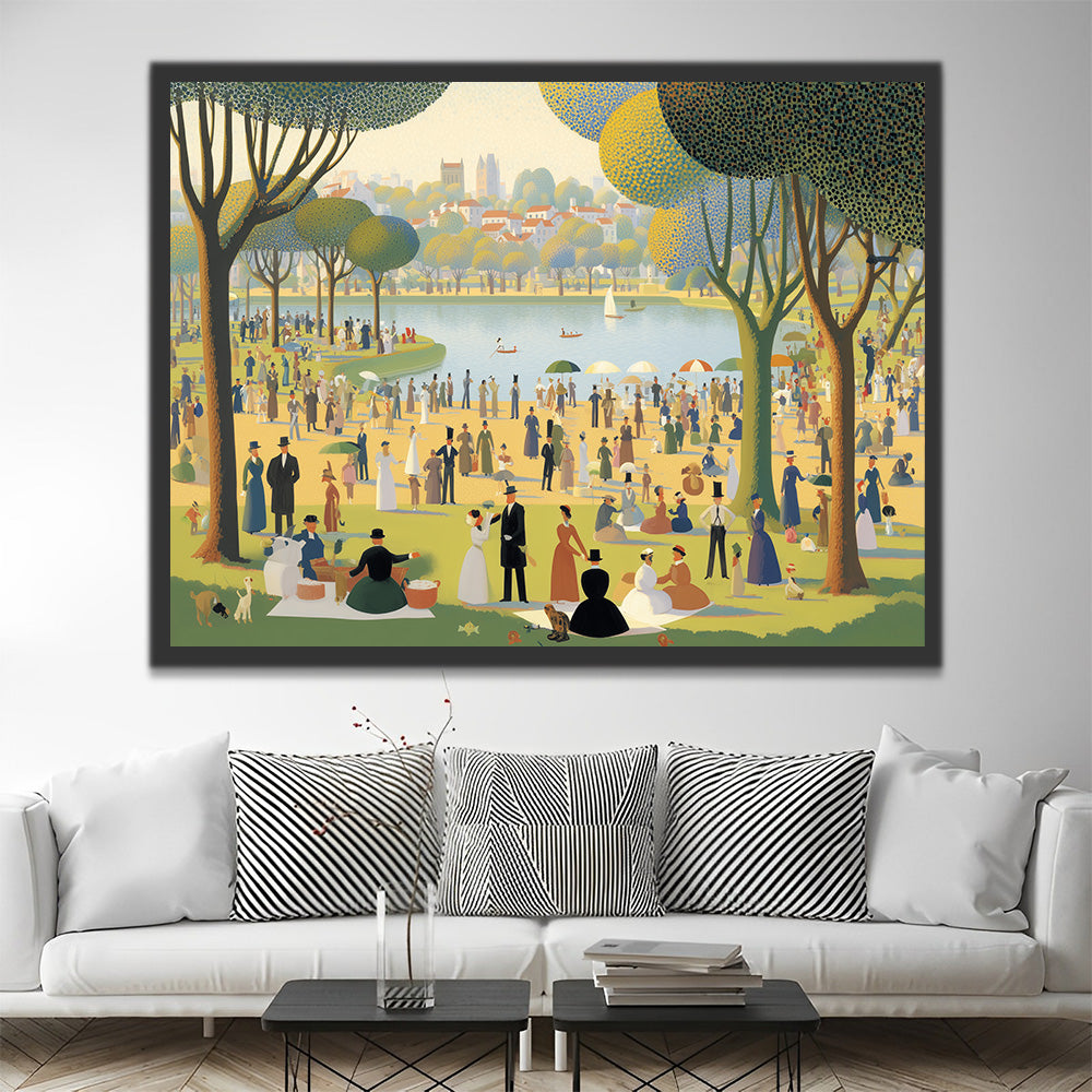 A Group of People Relaxing by the Lake Paint by Numbers