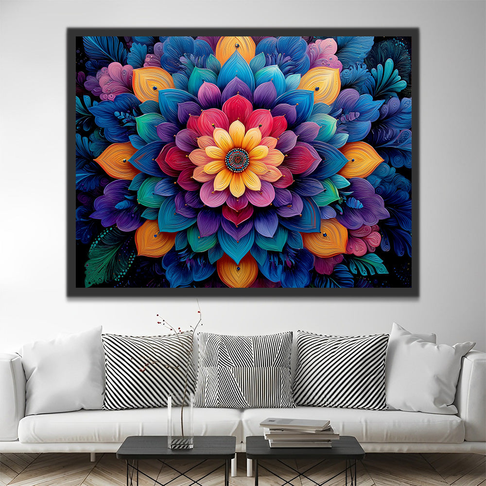 A Multi-Layered Lotus Mandala with Rich Colors Paint by Numbers