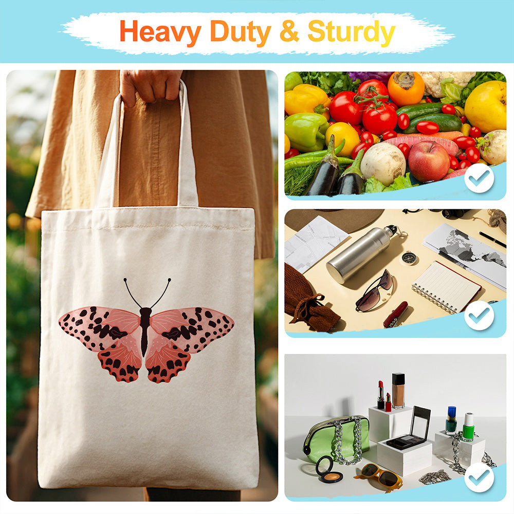 A Pink Butterfly with Black Spots Canvas Tote Bag Paint by Numbers