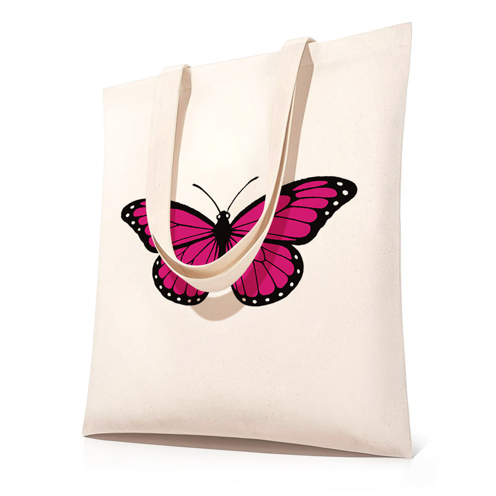 A Rose-Red Butterfly Canvas Tote Bag Paint by Numbers for Adults