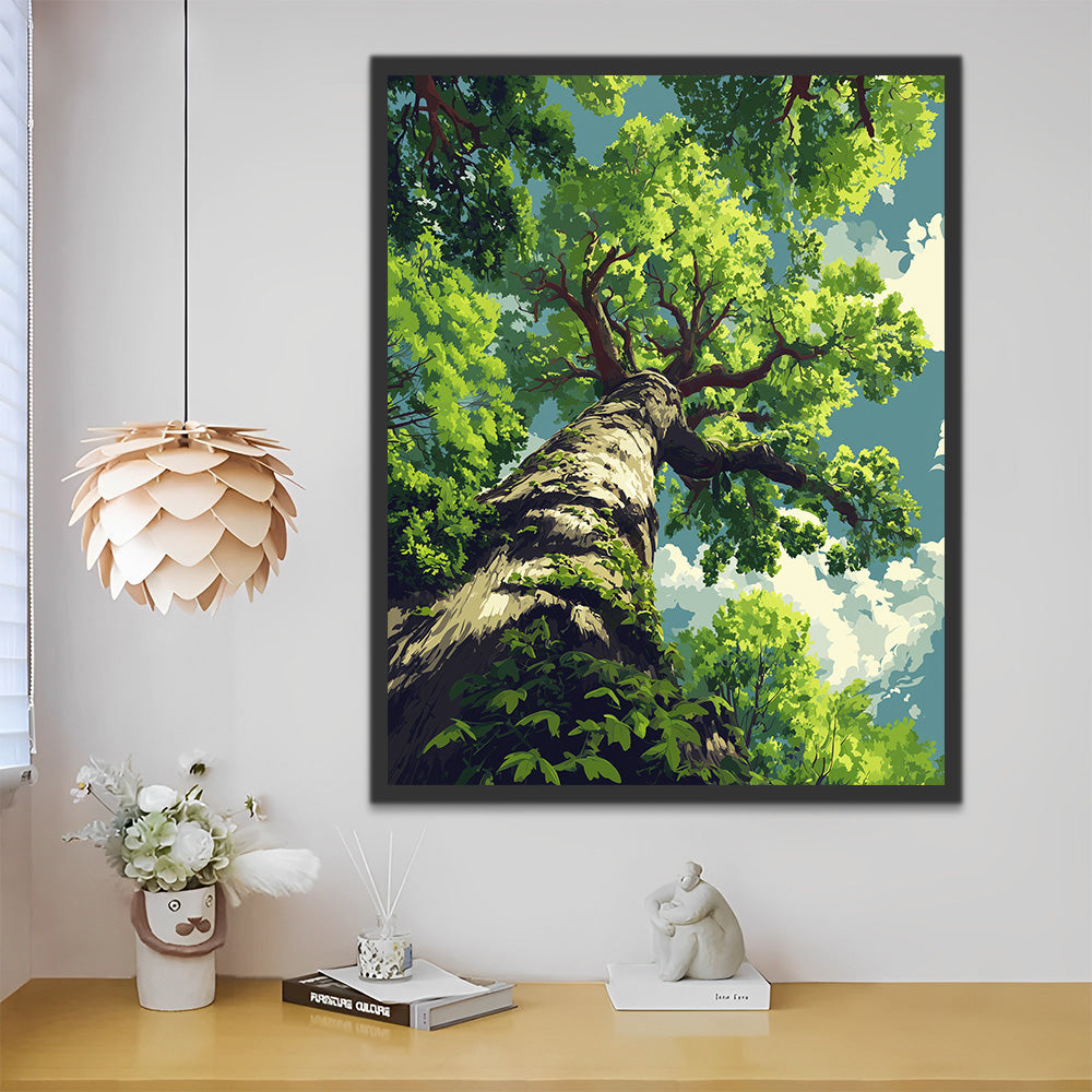 A Towering Green Tree Paint by Numbers