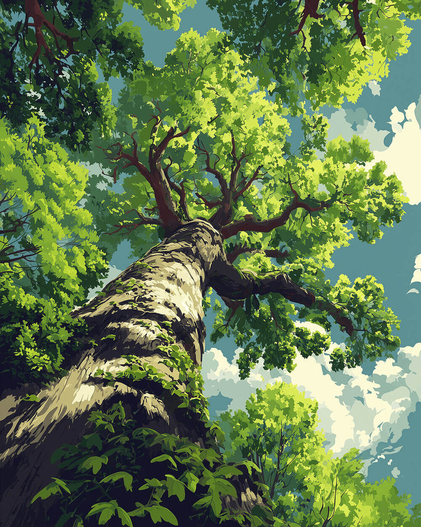 A Towering Green Tree Paint by Numbers