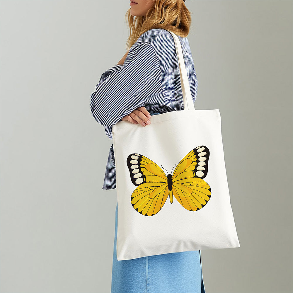 A Yellow Butterfly Canvas Tote Bag Paint by Numbers