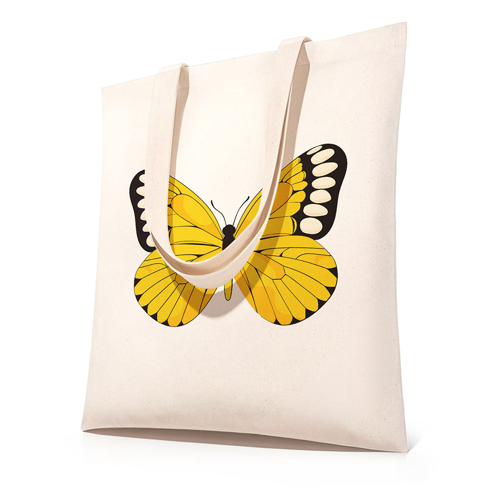 A Yellow Butterfly Canvas Tote Bag Paint by Numbers