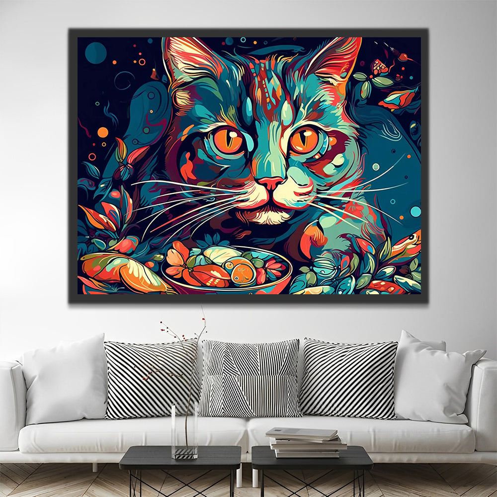 Abstract Colorful Cat Paint by Numbers