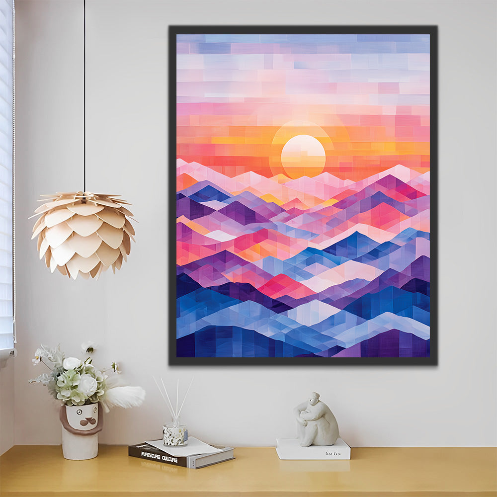 Abstract Colorful Mountains and Sunrise Paint by Numbers