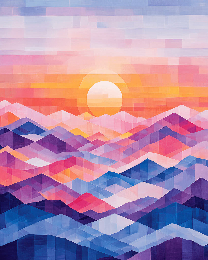 Abstract Colorful Mountains and Sunrise Paint by Numbers