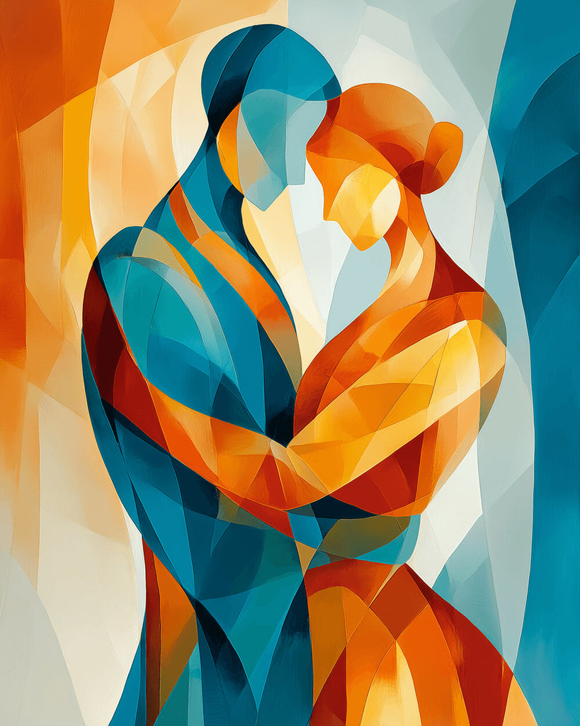 Abstract Couple Hugging Paint by Numbers