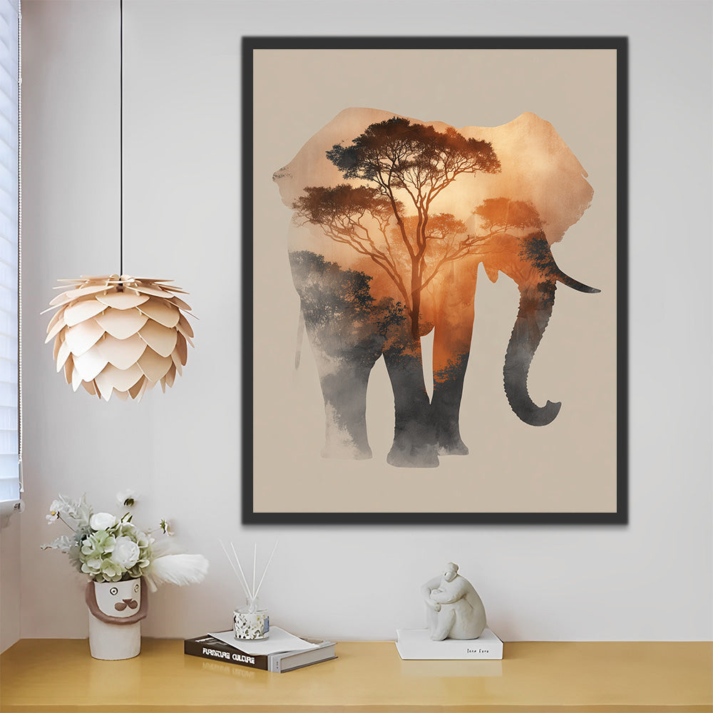 Abstract Elephant Tree Paint by Numbers