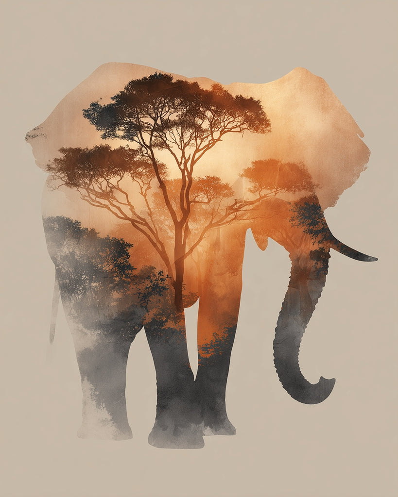 Abstract Elephant Tree Paint by Numbers