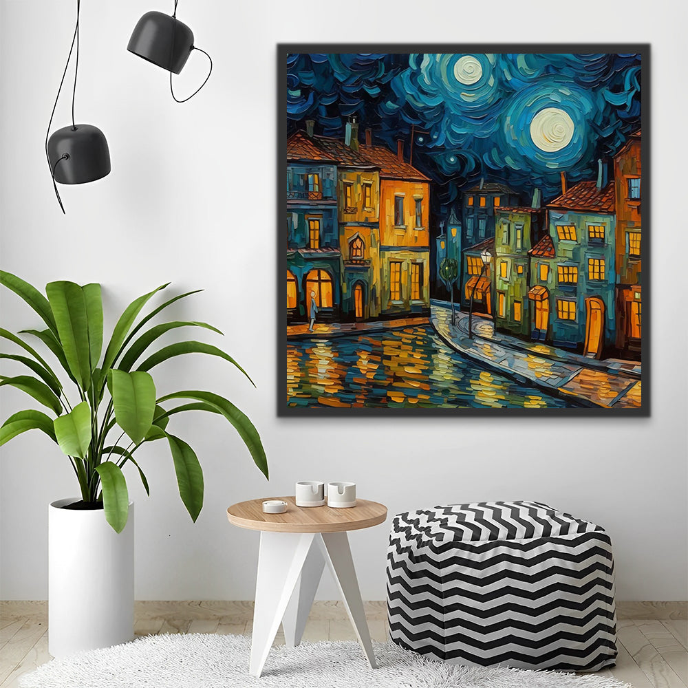 Abstract Town under the Stars Paint by Numbers