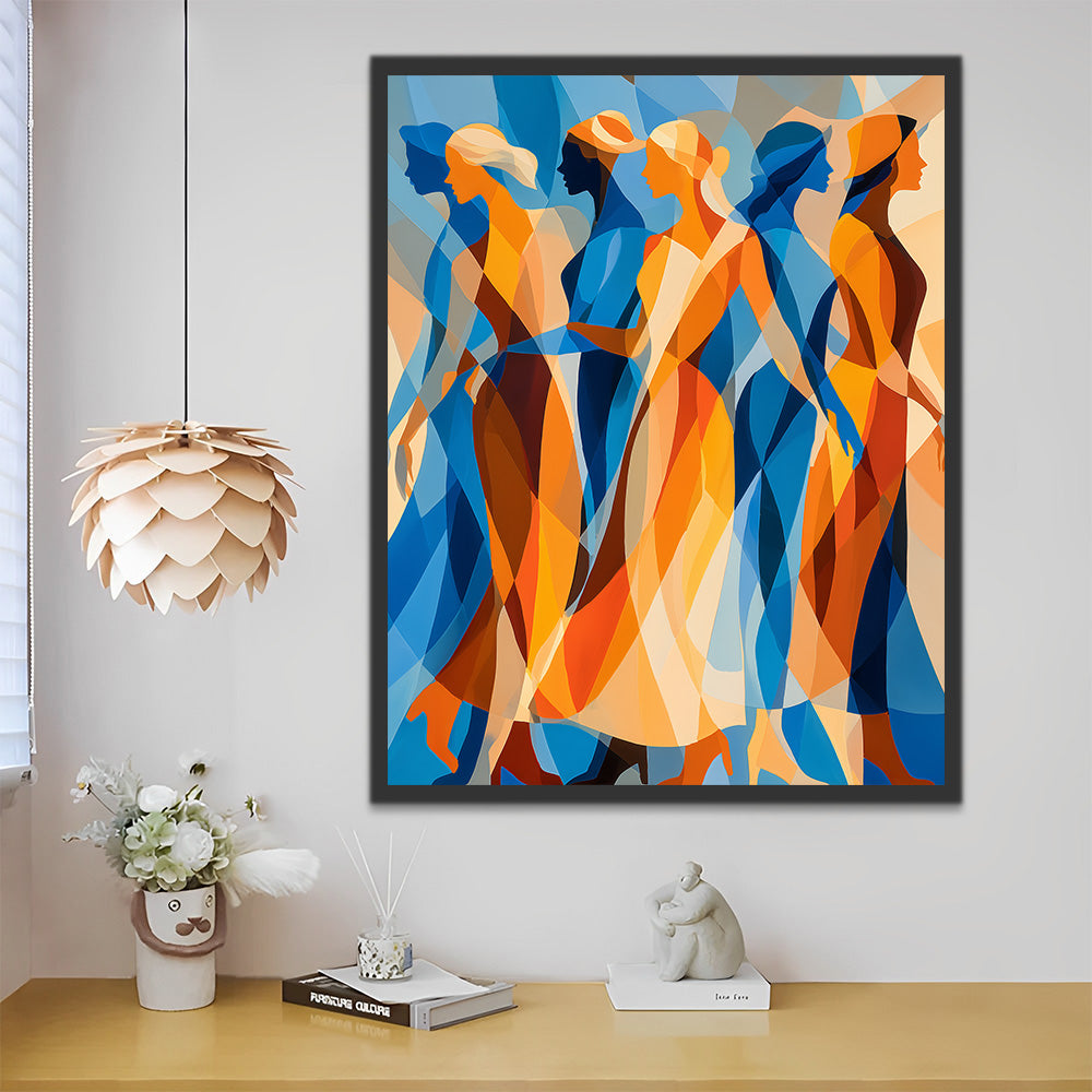 Abstract Women Walking Paint by Numbers