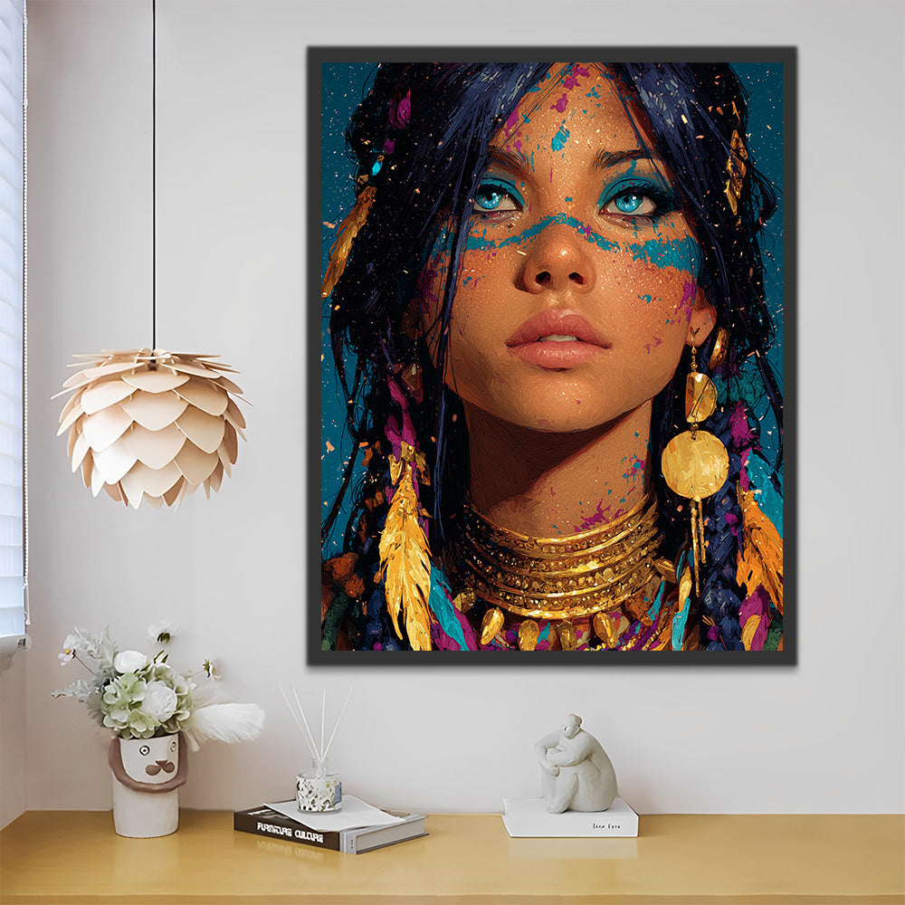 African Beauty Dressed Up Paint by Numbers
