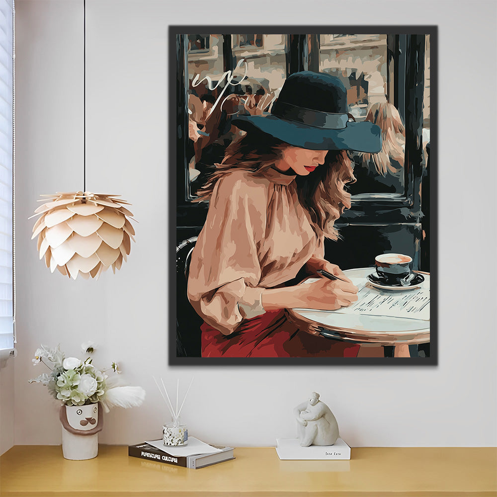 An Elegant Woman Writing a Letter Paint by Numbers