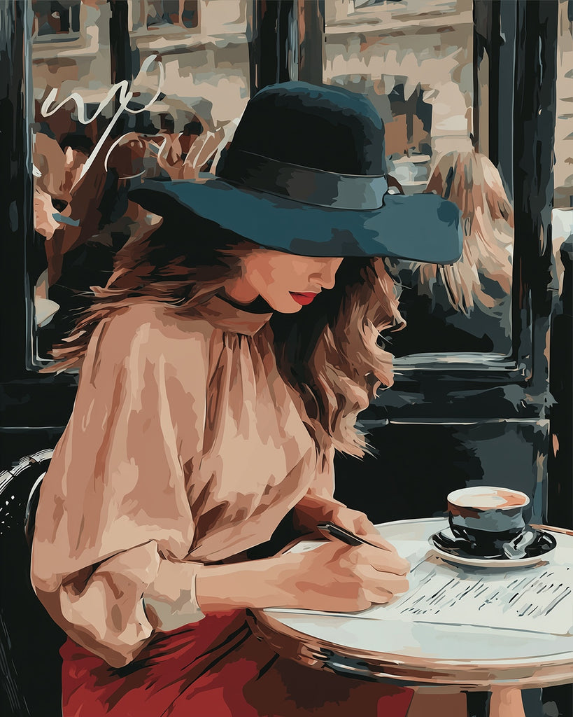 An Elegant Woman Writing a Letter Paint by Numbers