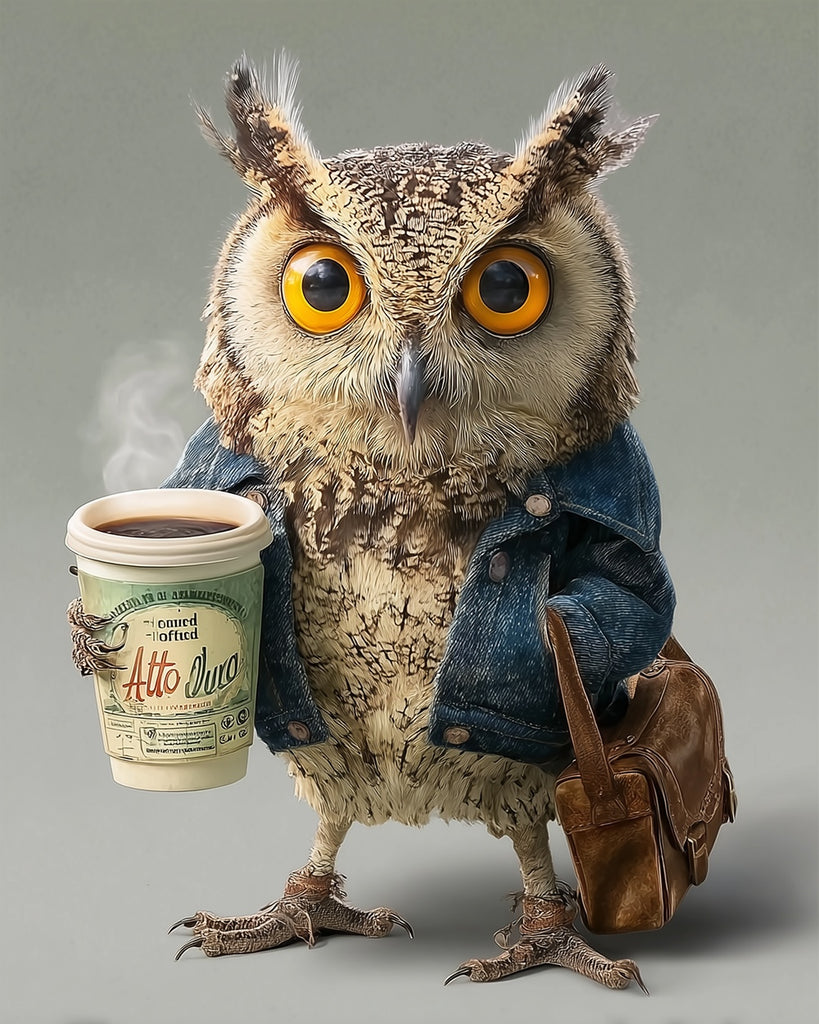 An Owl Holding a Coffee Paint by Numbers
