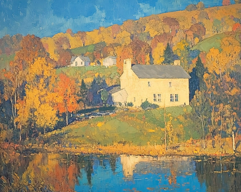 Autumn Forests and White Houses Paint by Numbers