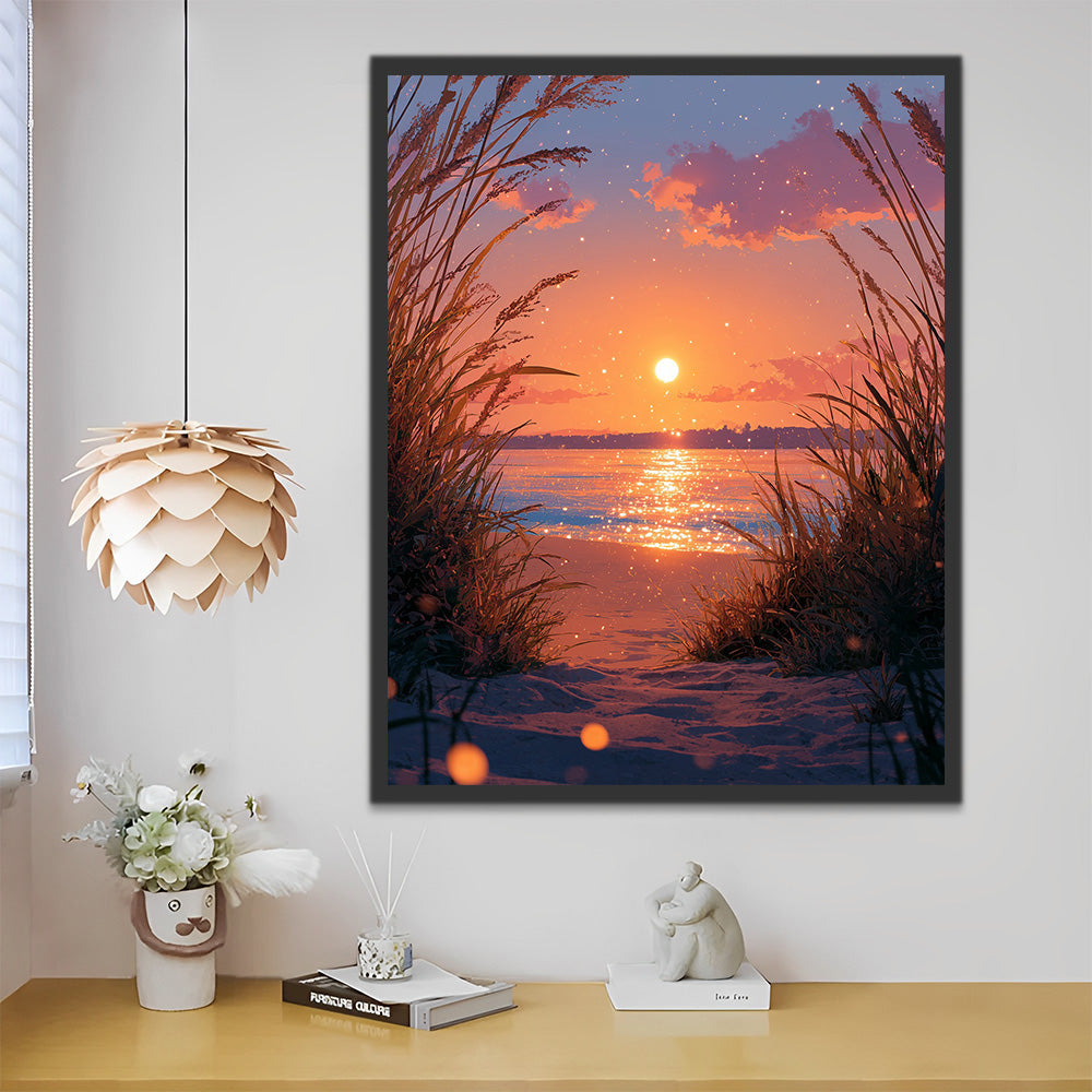 Beach at Sunset Paint by Numbers