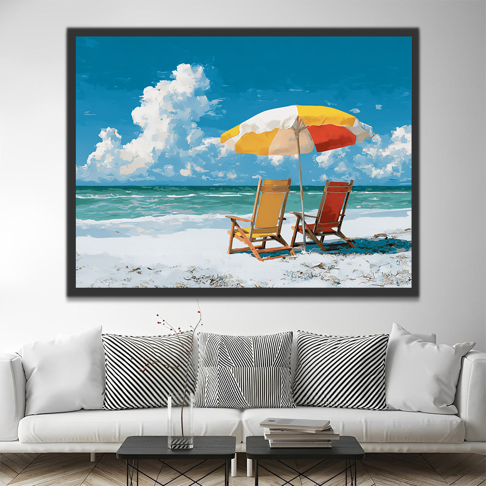 Beach Chairs by the Sea Paint by Numbers