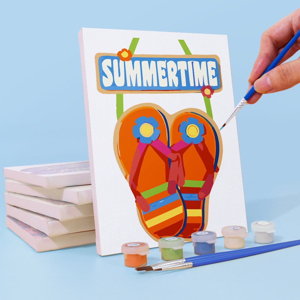 Beach Flip-Flops 6 Pieces Mini Paint by Numbers
