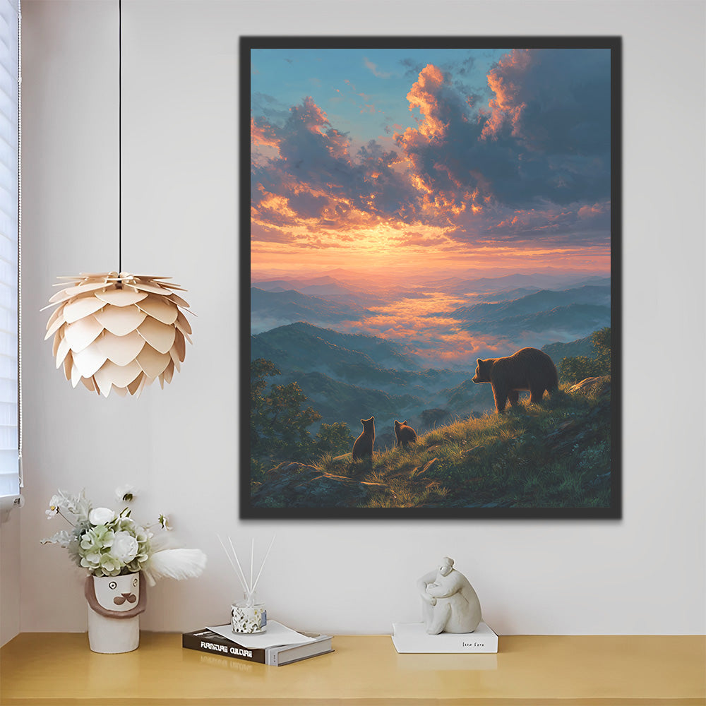 Bear on the Hillside at Dusk Paint by Numbers