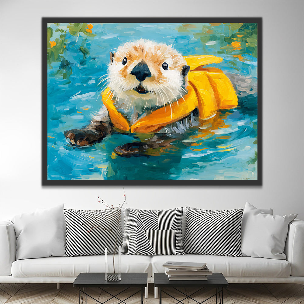 Beaver in a Yellow Life Jacket Paint by Numbers