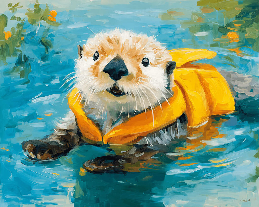 Beaver in a Yellow Life Jacket Paint by Numbers