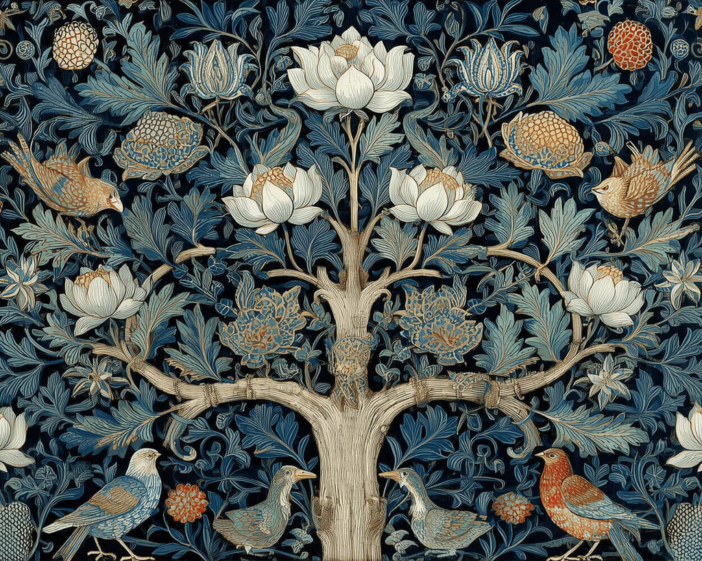 Birds Hiding in the White Blossom Tree Paint by Numbers