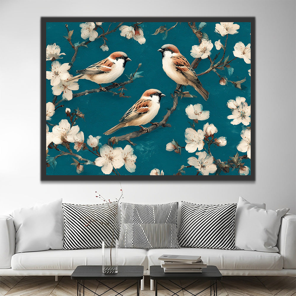 Birds on the Apricot Tree Paint by Numbers