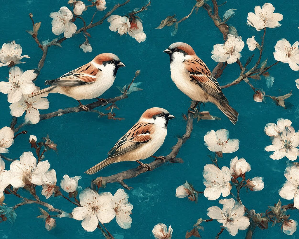 Birds on the Apricot Tree Paint by Numbers