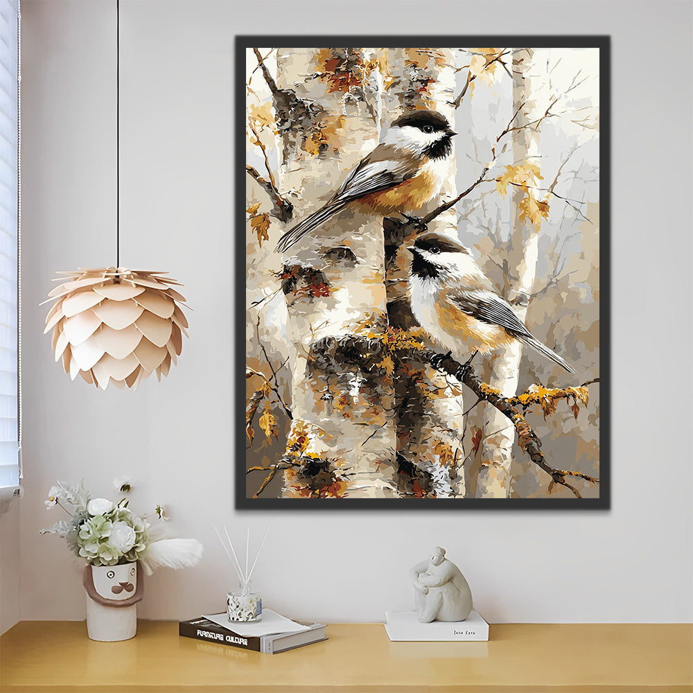 Birds on the Birch Tree Paint by Numbers