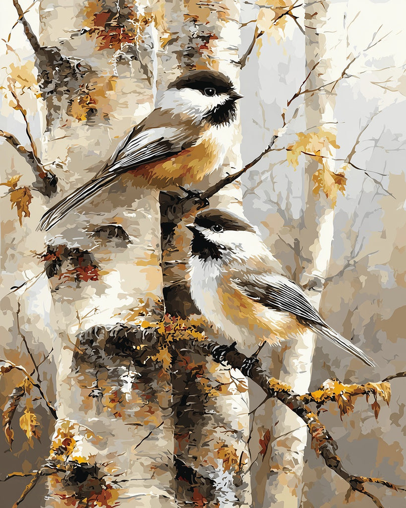 Birds on the Birch Tree Paint by Numbers