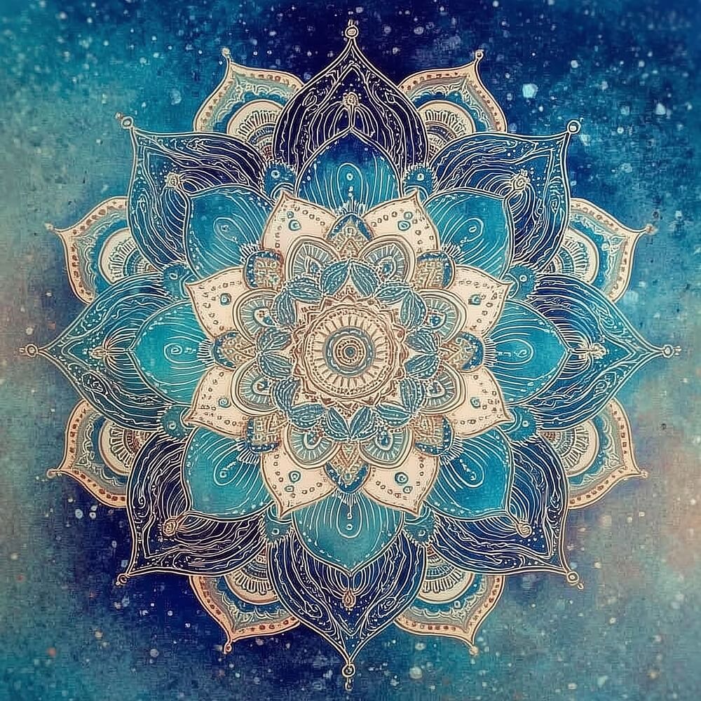 Blue Lotus Mandala Paint by Numbers