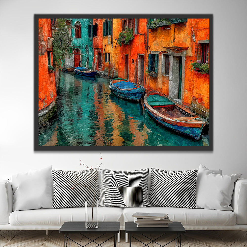 Blue Ships in Venice Paint by Numbers