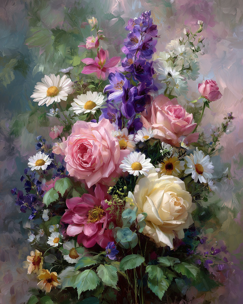 Bouquet of Roses and Wildflowers Paint by Numbers