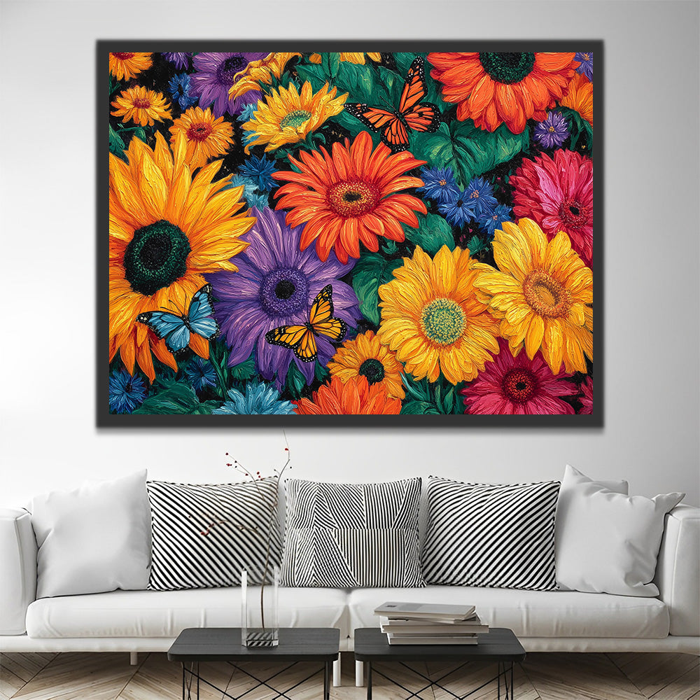 Bright and Colorful Chrysanthemums Paint by Numbers