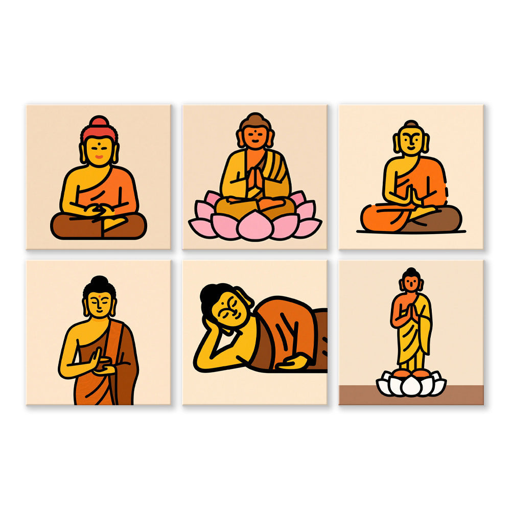 Buddhist Lotus Statue 6 Pieces Mini Paint by Numbers
