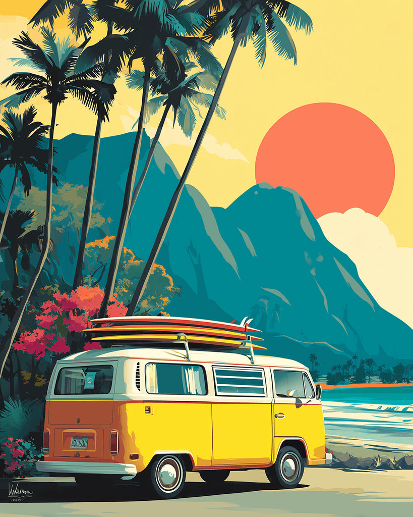 Bus at the foot of the Mountain Paint by Numbers