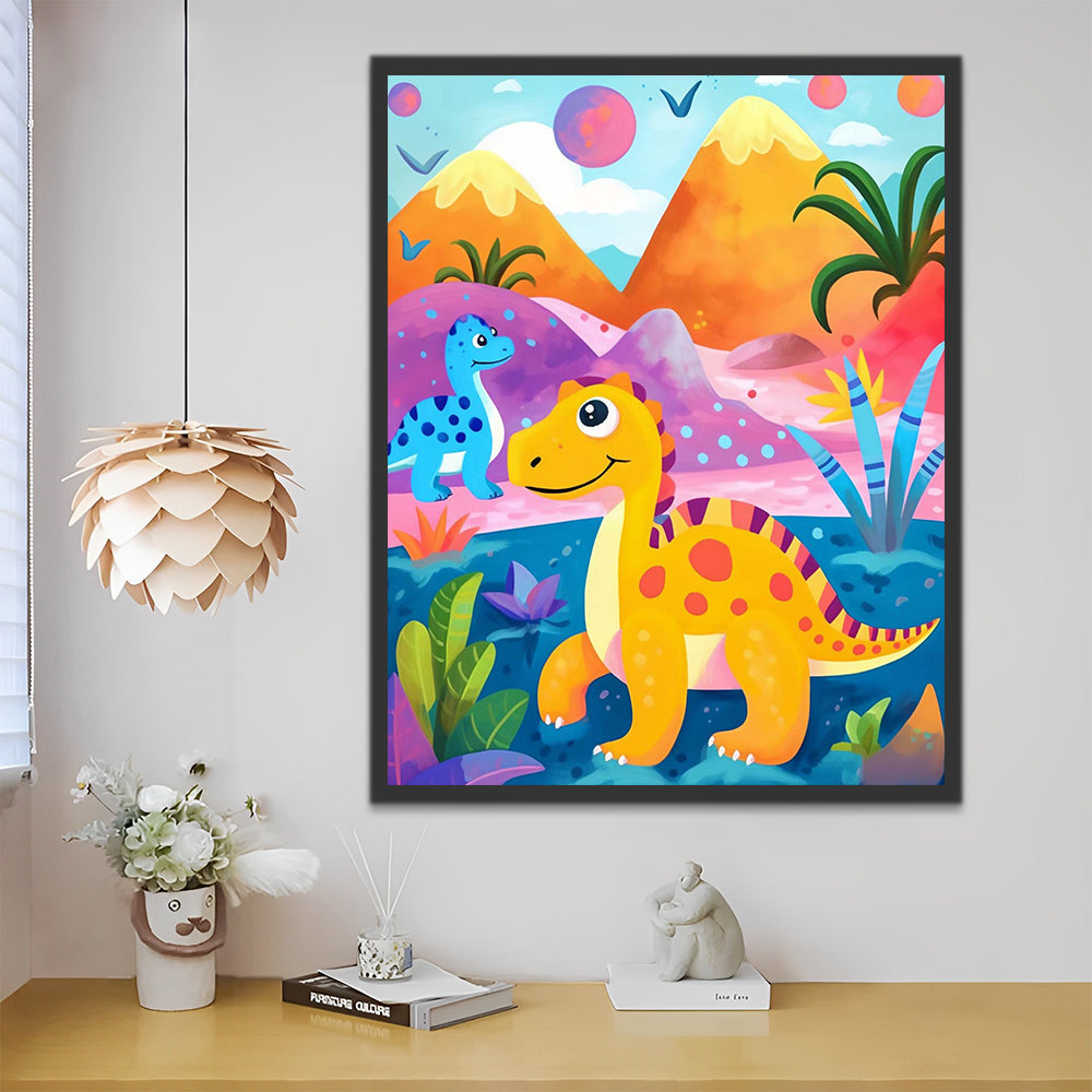 Cartoon Dinosaurs Paint by Numbers for Kids