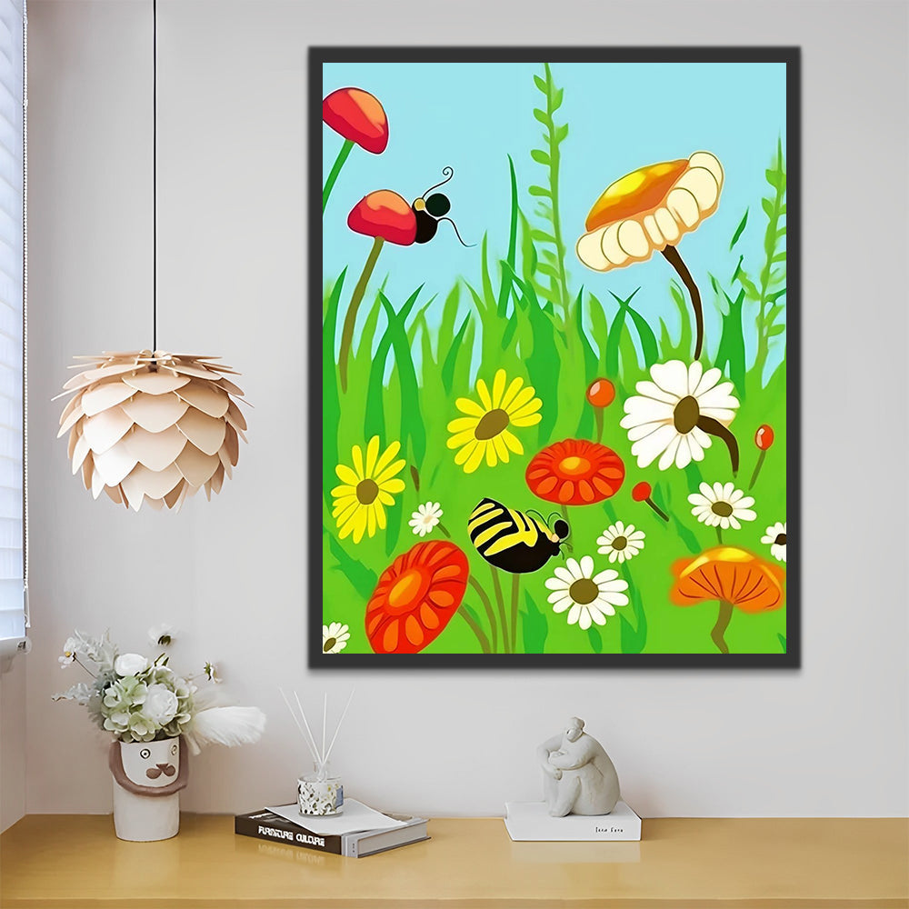 Cartoon Insect and Flowers Paint by Numbers for Kids