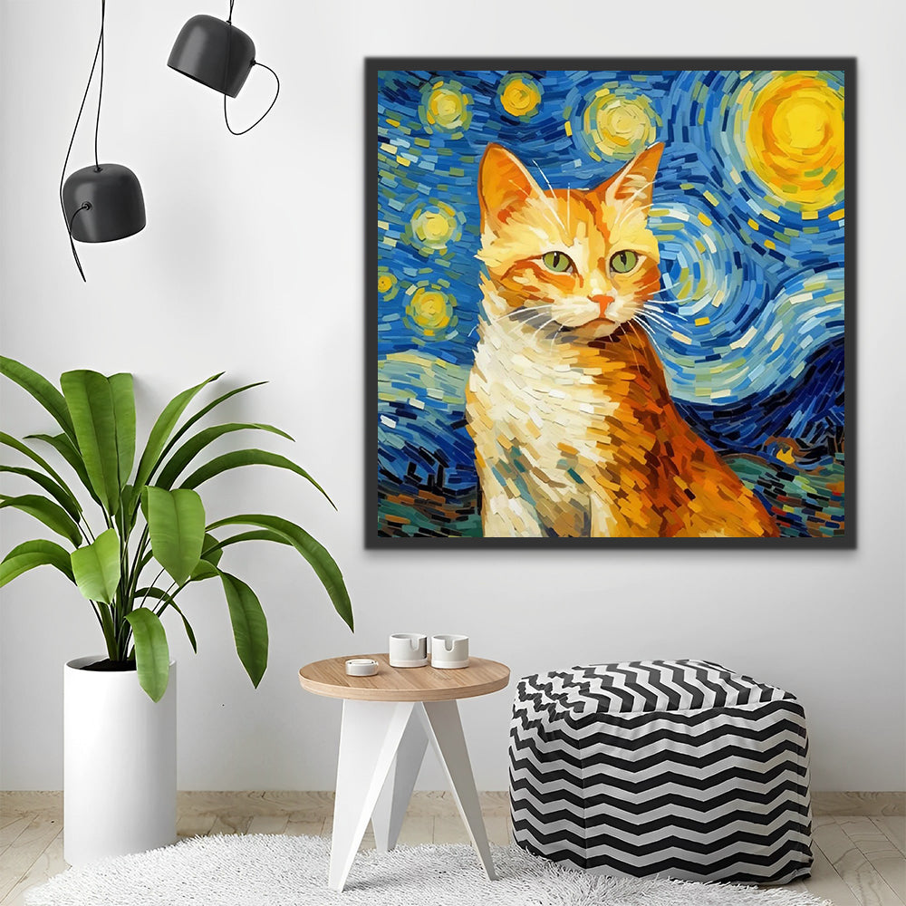 Cat and Starry Sky Paint by Numbers