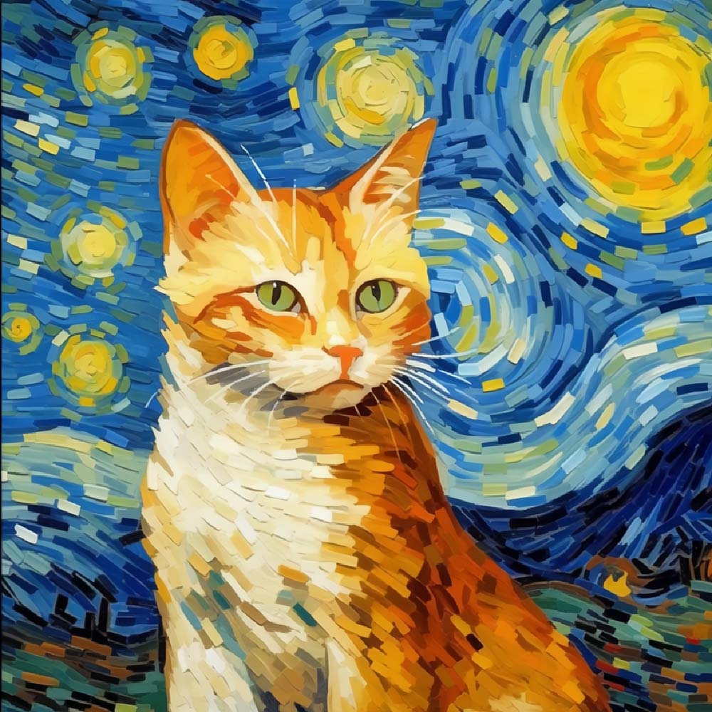 Cat and Starry Sky Paint by Numbers