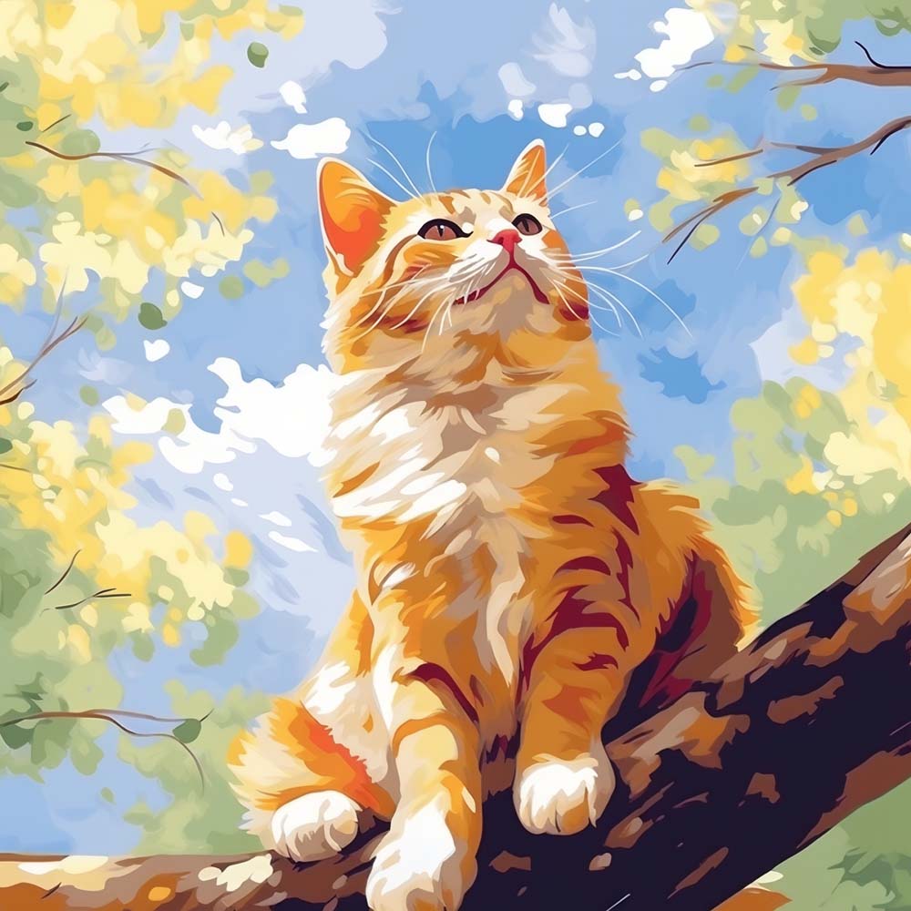 Cat on Tree Paint by Numbers