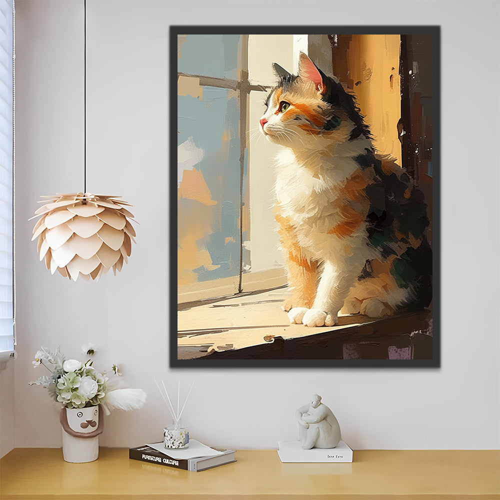 Cat on Windowsill Paint by Numbers