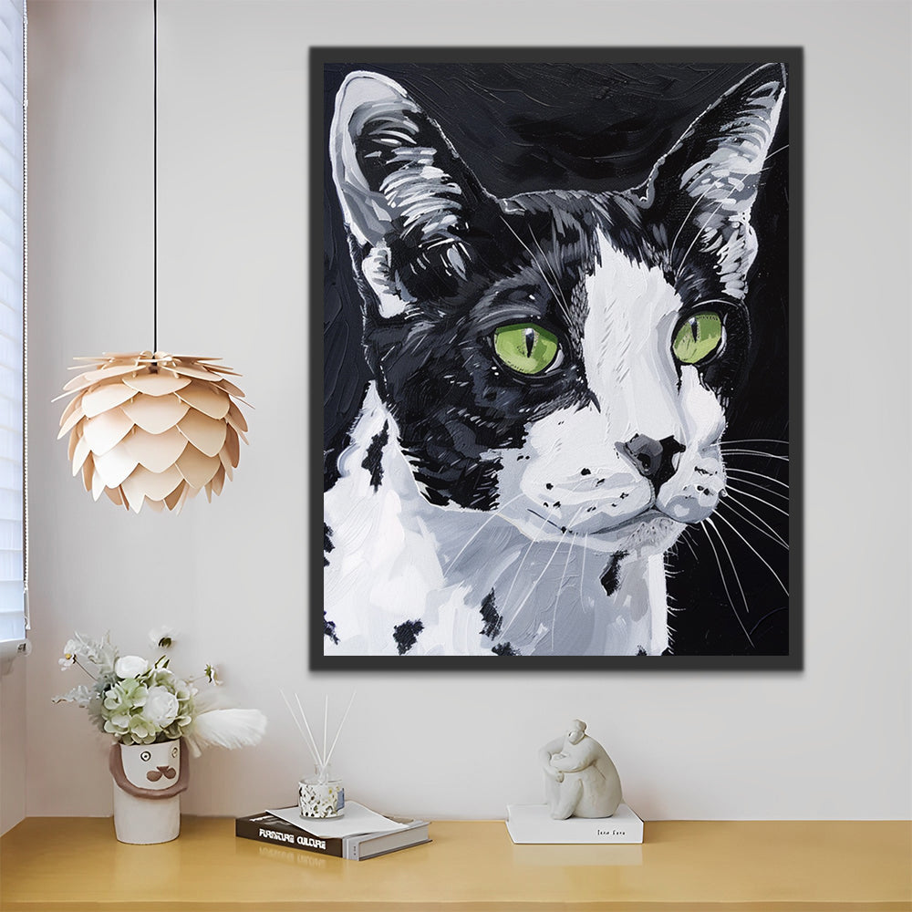 Cat with Green Eyes Paint by Numbers