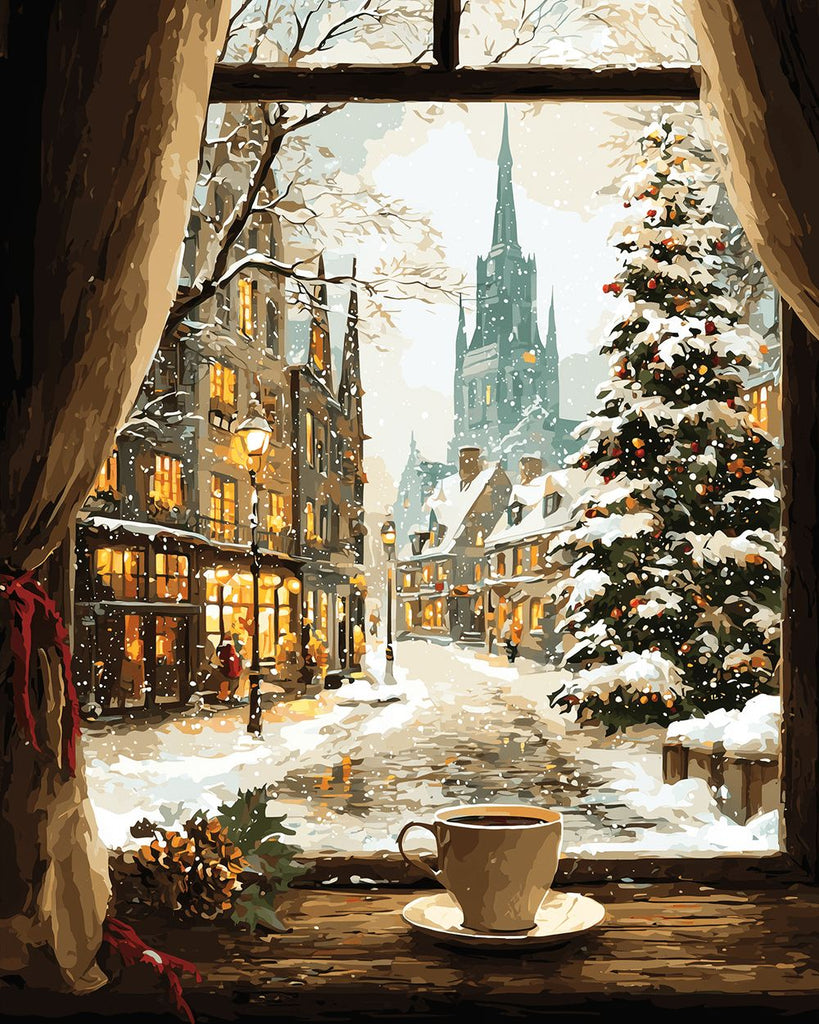 Christmas in the City outside the Window Paint by Numbers