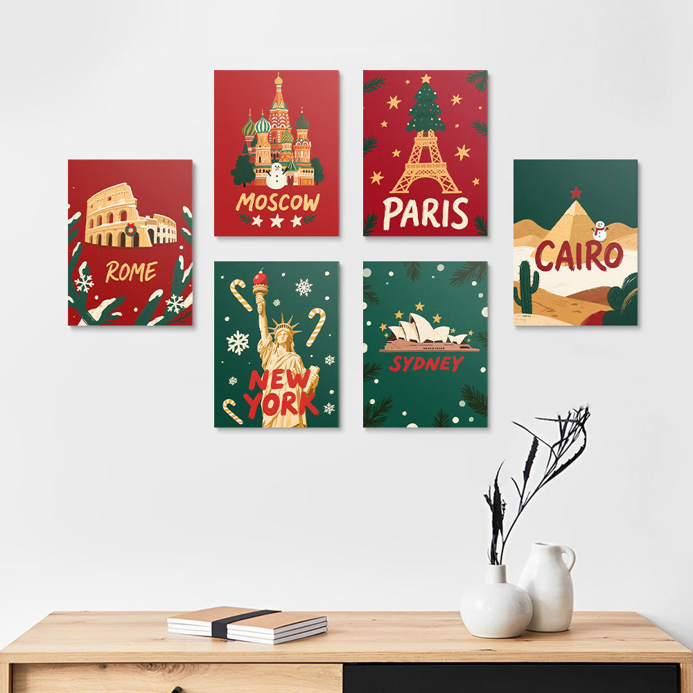 Christmas in Western Countries 6 Pieces Mini Paint by Numbers