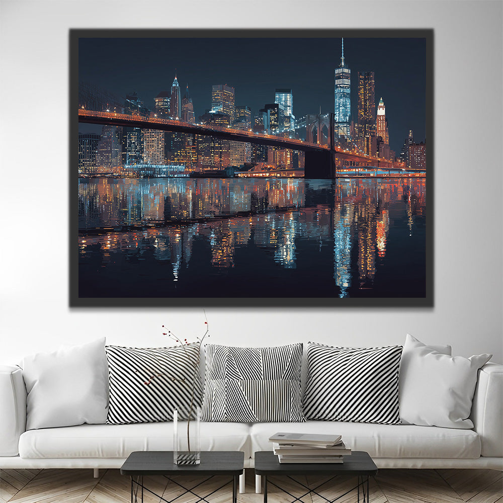 City Bridge at Night Paint by Numbers