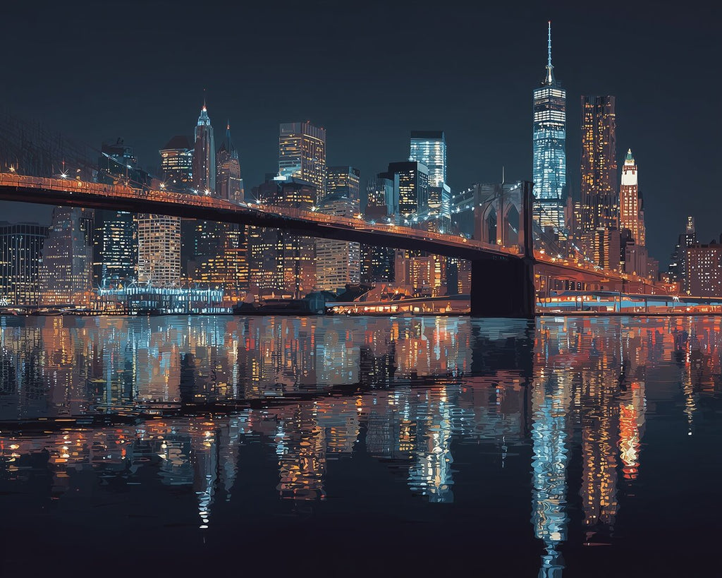 City Bridge at Night Paint by Numbers