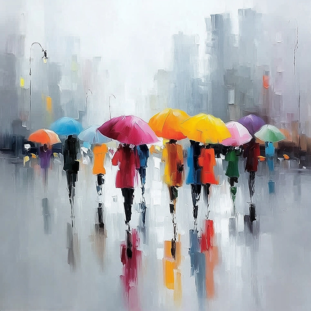 City Pedestrians in the Rain Paint by Numbers